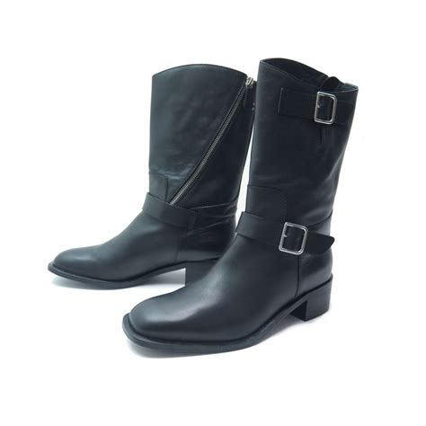 bottes chanel g27805 motardes 40.5 en cuir noir 